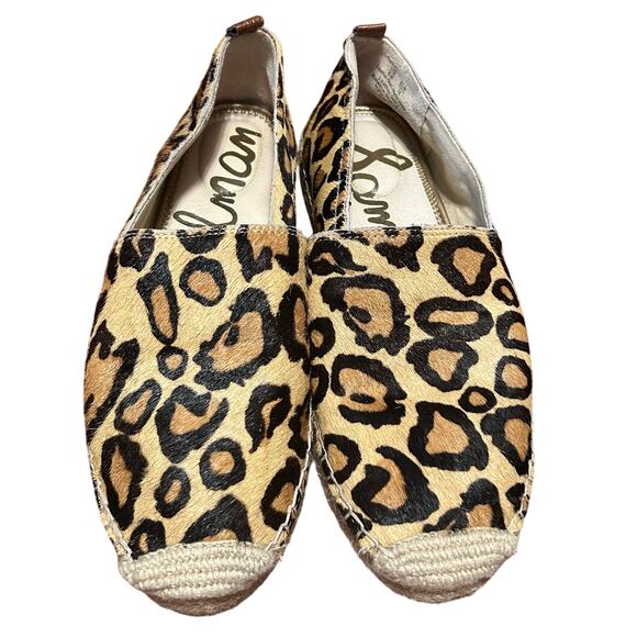 Sam Edelman Flats Khloe Leopard Print Dyed Fur Espadrille Slip On Shoe 8 - Picture 2 of 3